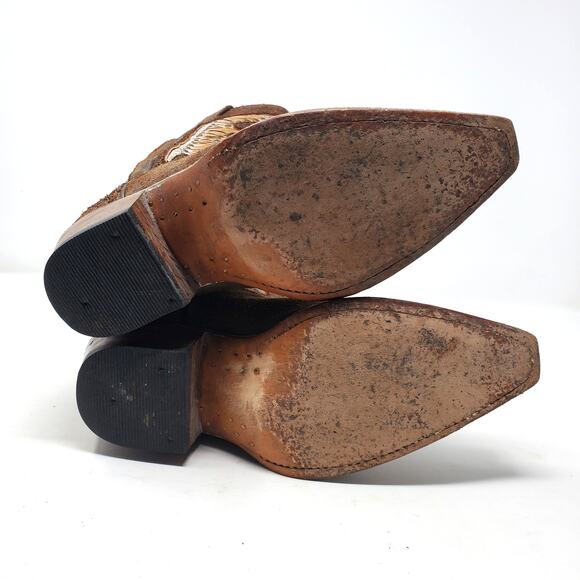 Frye Daisy Duke Python Studded Cowboy Western Boots 77782 Brown Size US 6 - Picture 7 of 9